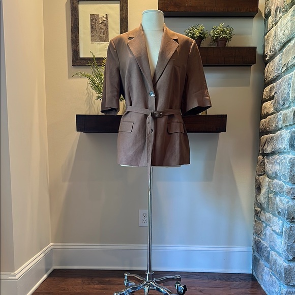 MANGO WOMEN'S SHORT SLEEVE LINEN BLAZER